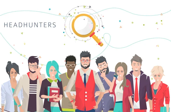 Koncepció a kereső szakmai Headhunters — Stock Vector