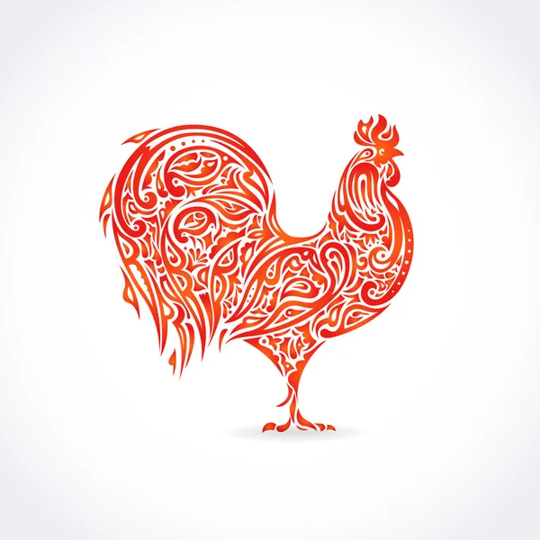 Floral Rooster symbol of chinese new year — Stock Vector