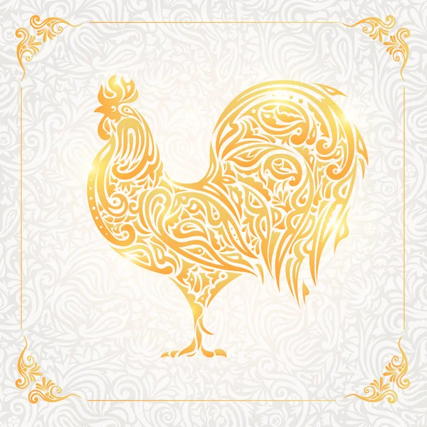 Gallo floreale simbolo del nuovo anno cinese — Vettoriale Stock