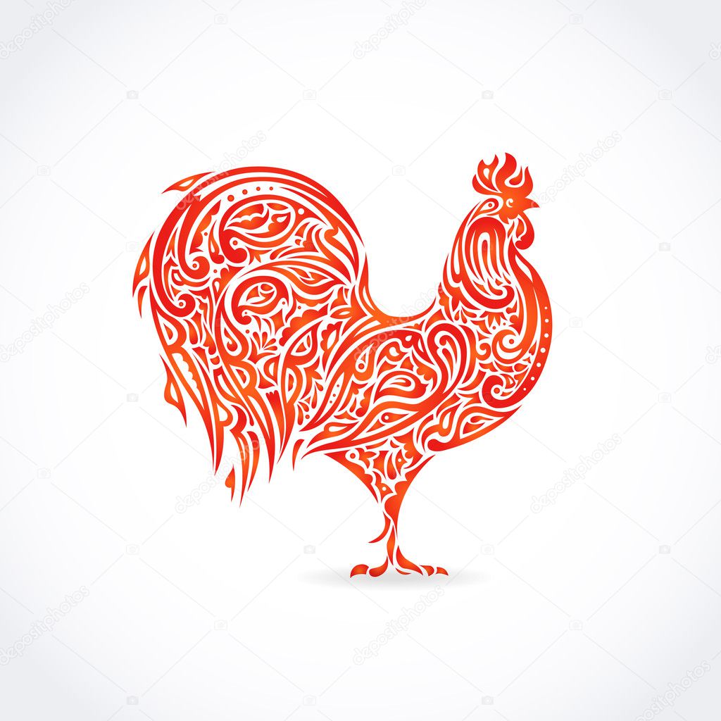 Floral Rooster symbol of chinese new year