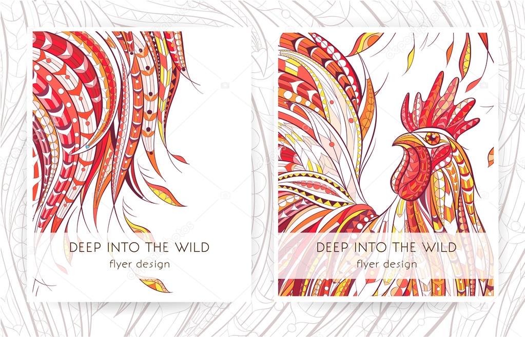 Flyer template with patterned rooster