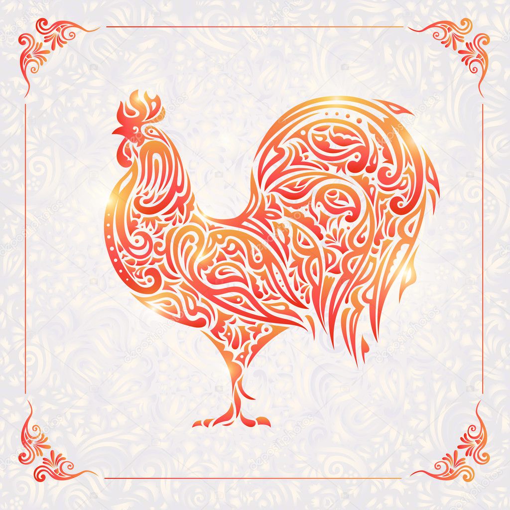 Floral Rooster symbol of chinese new year