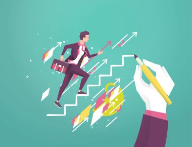 iş adamı merdivenlerden yukarı git