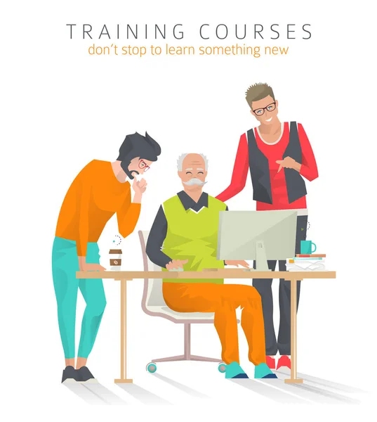Men in training courses — Stock Vector
