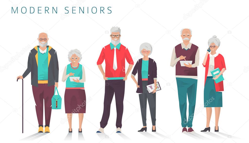 modern seniors men and women 