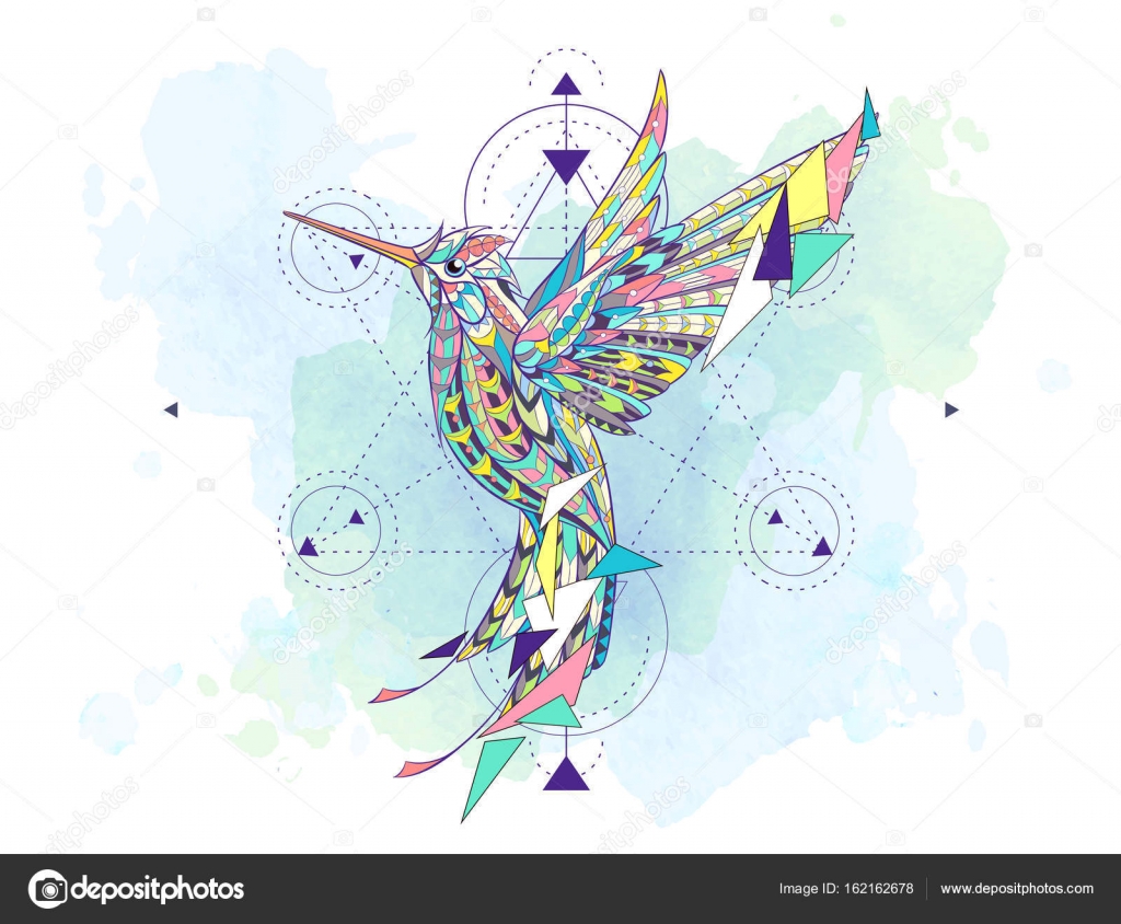 Patterned Hummingbird With Geometry Stock Vector C Maverick Inanta