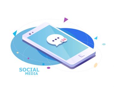 Smartphone ve gelen iletileri izometrik tasarımı