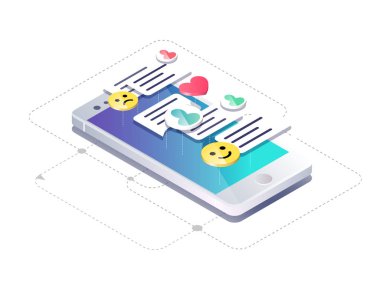 İzometrik tasarım cep telefonu ile sohbet