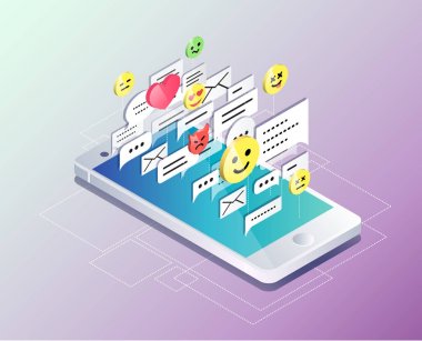 İzometrik tasarım cep telefonu ile sohbet