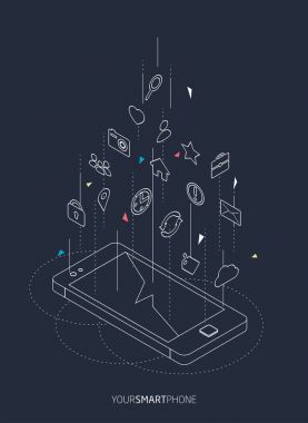 İzometrik tasarım Smartphone ile farklı kullanma