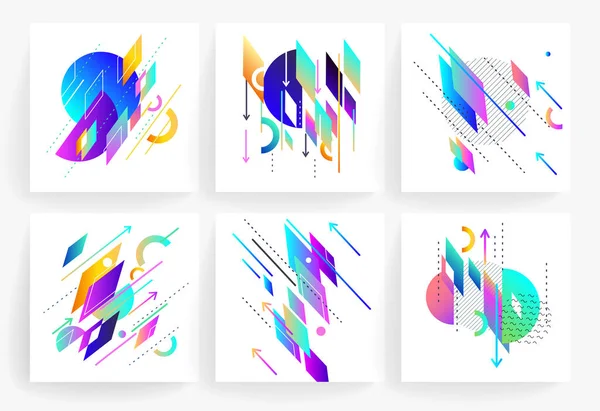 Ensemble de flyers géométriques colorés — Image vectorielle