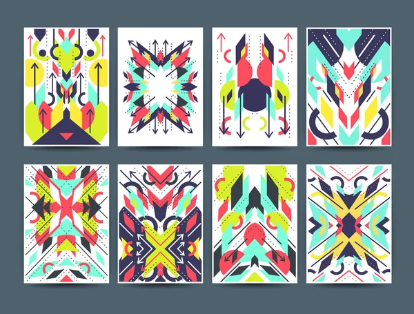 Ensemble de flyers géométriques colorés — Image vectorielle