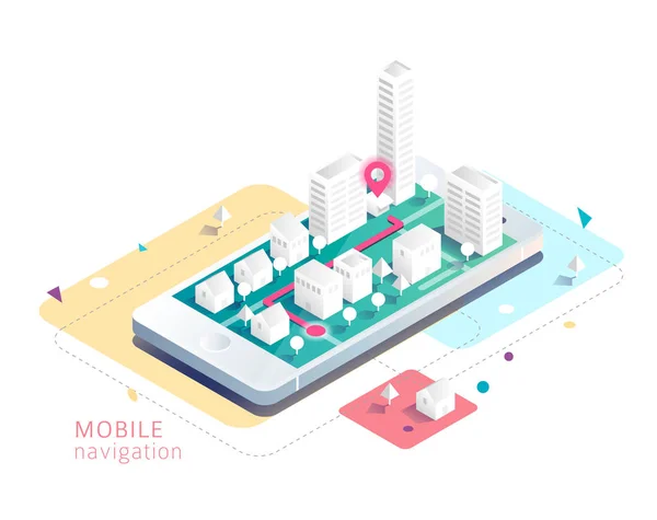 Isometrische ontwerp van mobiele navigatie — Stockvector