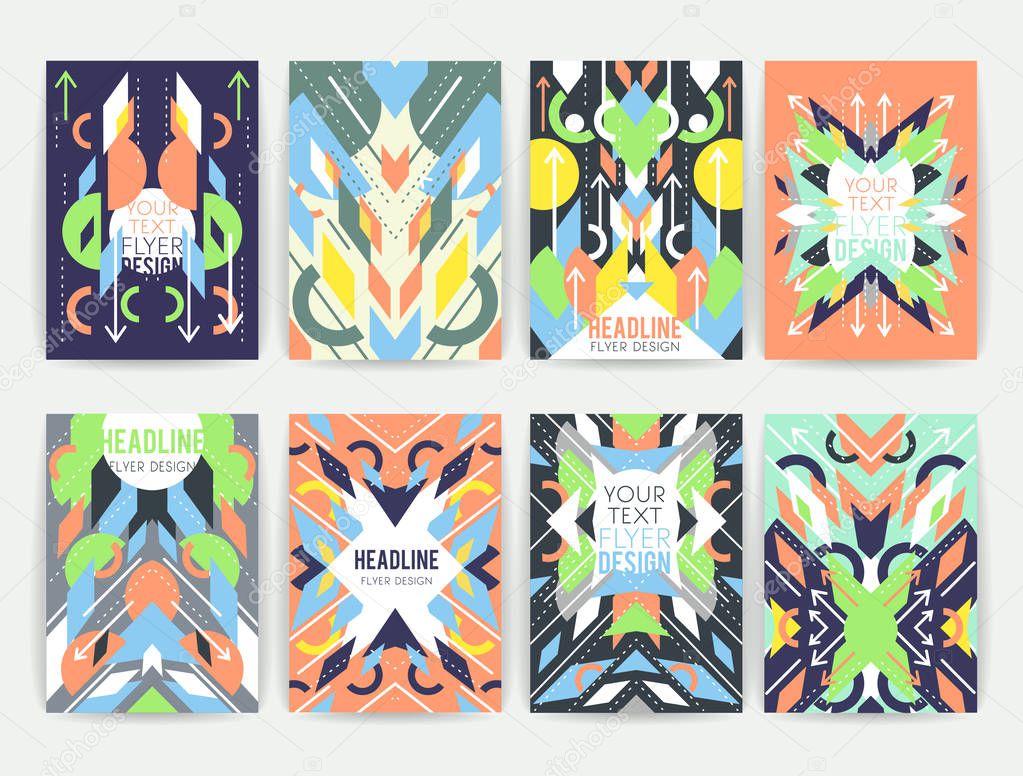 Set of geometric colorful flyers