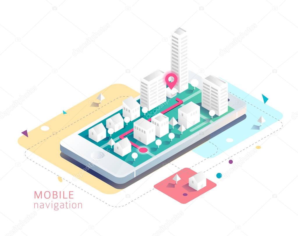 Isometric design of mobile navigation