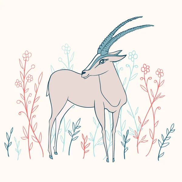 Decorative Gazelle colorful hand drawn vector cartoon doodle ani Stock Illustration
