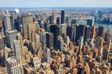 New York'un manhattan skyline havadan görünümü