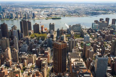 New York'un manhattan skyline havadan görünümü