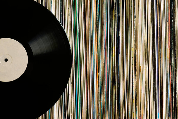 Vinyl record on a collection of albums