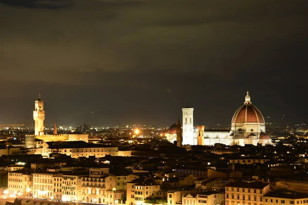Skyline Van Florence Italië Nachts Vanaf Piazza Michelangelo — Stockfoto