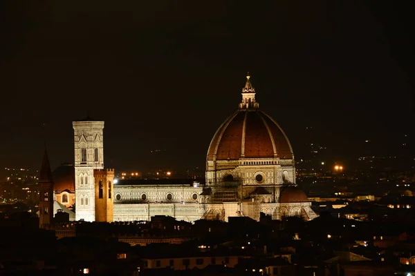 Duomo Santa Maria Del Fiore Fények Firenze Olaszország Látképét Éjszaka Stock Kép