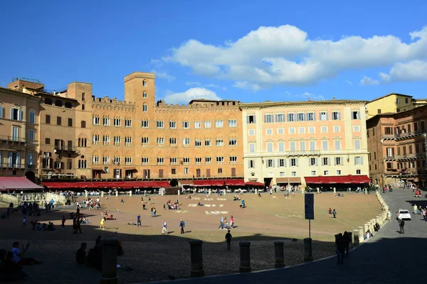 Siena Italy World Famous Campo Square Meeting Place Locals Tourists — ストック写真