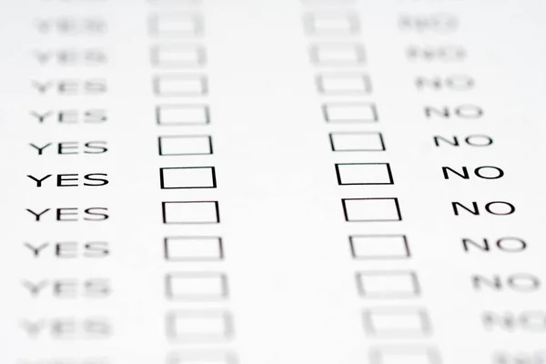 Yes no empty questionnaire — Stock Photo, Image