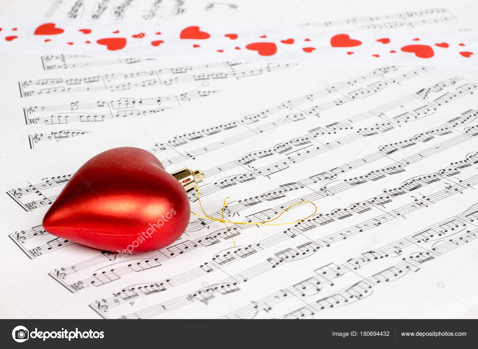 Red Heart Ribbon Music Notes Stock Photo C Mastersergeant