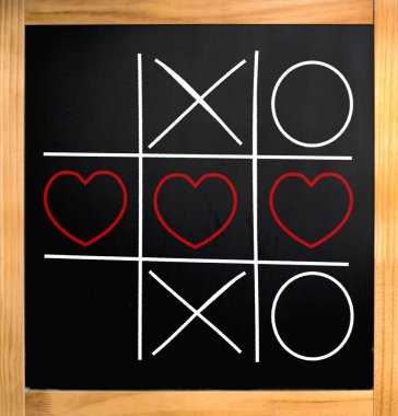 Tic tac toe kalpleri ve xo yazı tahtası üzerinde