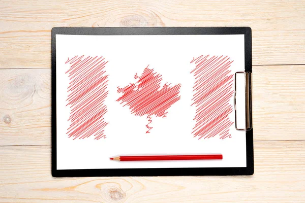 Vlag van Canada schets op papier — Stockfoto