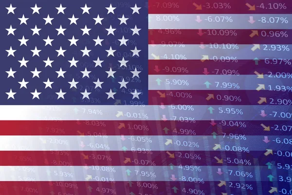 United states flag with indicators and chart — Stock Photo, Image