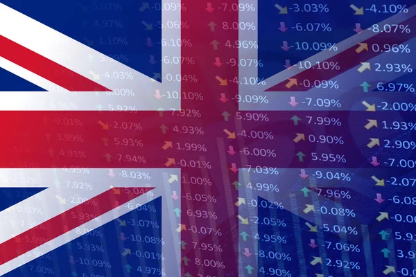 Velká Británie vlajka s indikátory a graf — Stock fotografie