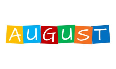 Ağustos, renkli döndürülmüş karelerle metin