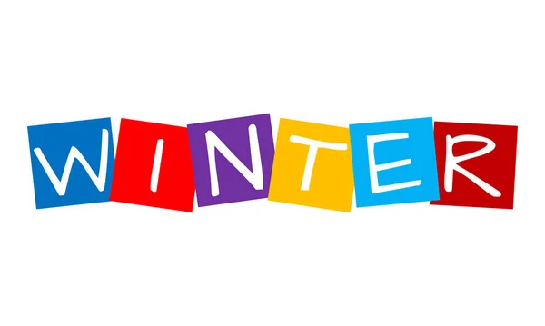 kış, renkli döndürülmüş kareler halinde metin