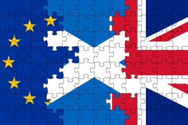 eu scotland uk yapboz bayrakları, politik kriz konsepti
