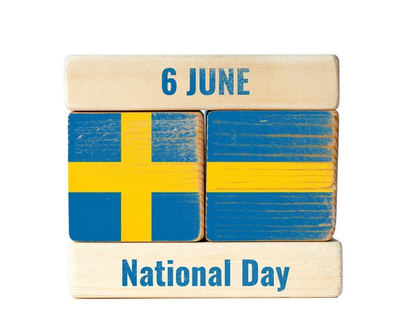 Σουηδική Εθνική Ημέρα Ξύλινα Μπλοκ — Φωτογραφία Αρχείου