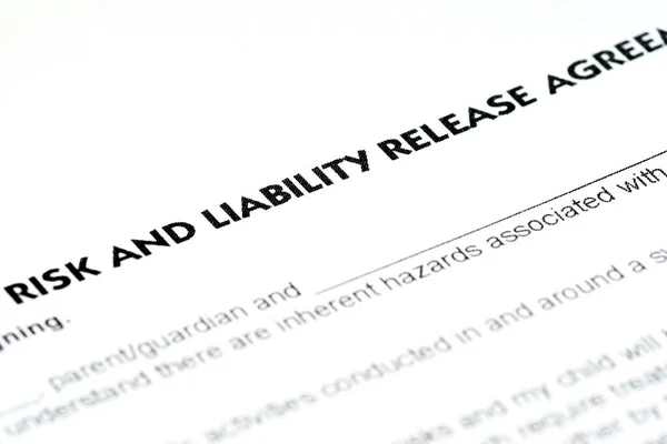 Risk Liability Release Agreement — Stock Photo, Image