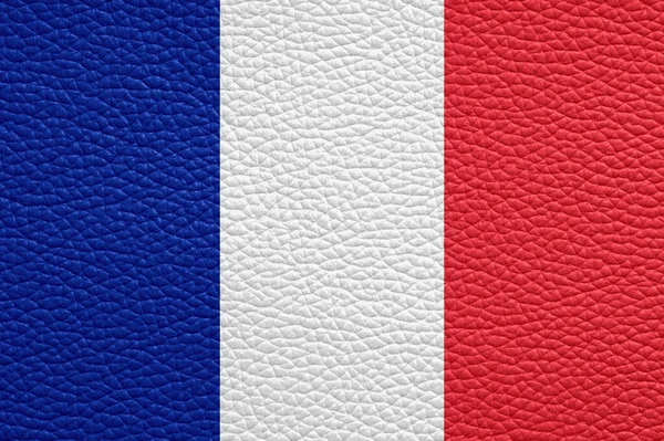 Frankreich Flagge Auf Leder Textur Gemalt — Stockfoto