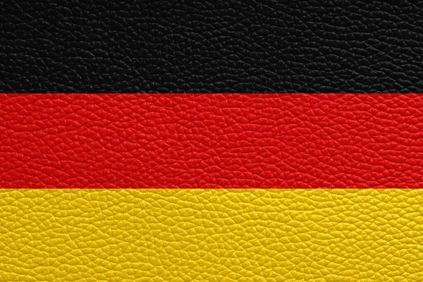 Bandera Alemania Pintada Sobre Textura Cuero — Foto de Stock