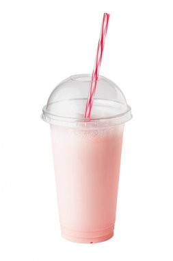 Çilekli milkshake plastik tek kullanımlık bardak