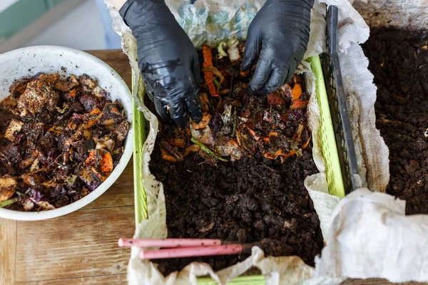 Vermicomposting Atau Homemade Worm Composting Adalah Metode Mengubah Sampah Berbasis — Stok Foto