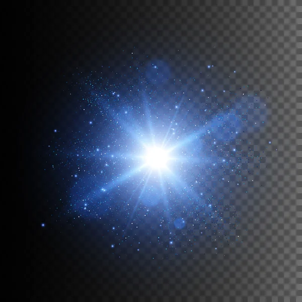 Ελαφρύ αποτέλεσμα λάμψη. Αστέρι έκρηξη με σπίθες. Αφηρημένη διανυσματικά εικονογράφηση — Διανυσματικό Αρχείο