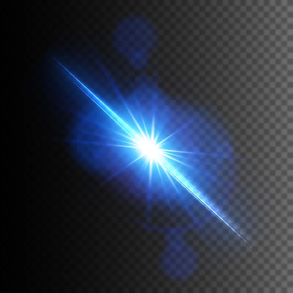 Lente azul llamarada. Efecto de luz brillante vectorial — Vector de stock