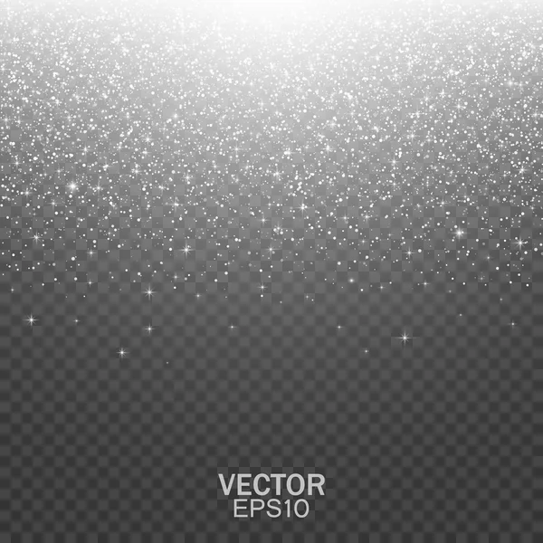 Efeito de estrelas em queda. Stardust em fundo transparente. Ilustração vetorial — Vetor de Stock