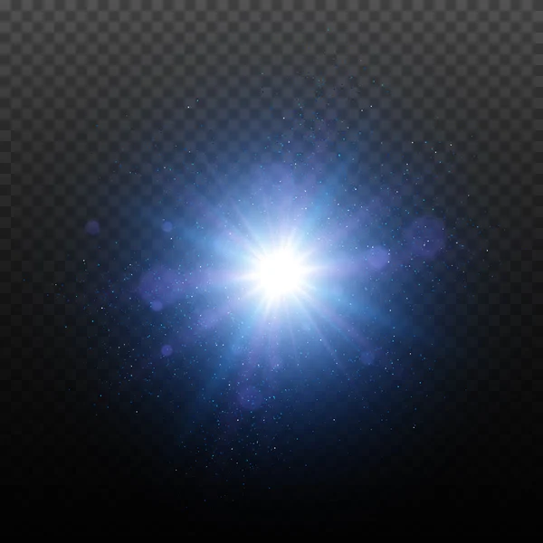 Efecto de luz brillante. Brillantes chispas. Estallido de estrellas con destellos — Vector de stock