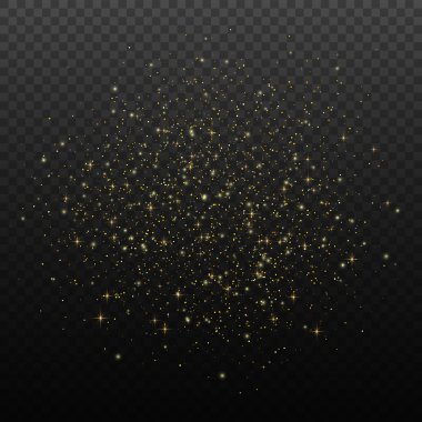 Parlama ışık efekti. Altın yıldız tozu. Vektör tasarım öğeleri
