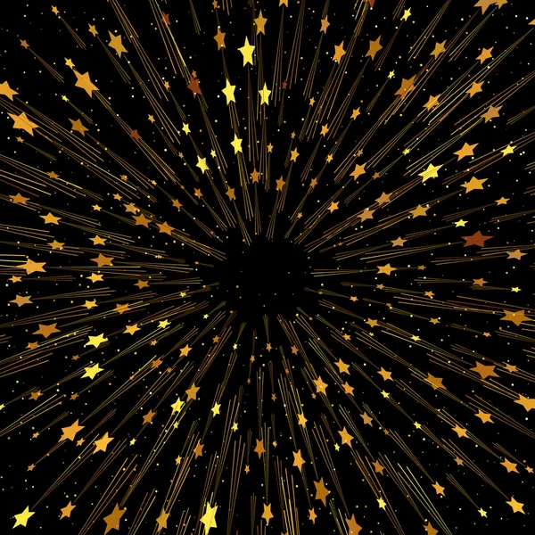 Vector fuegos artificiales dorados. Fondo abstracto con estrellas — Vector de stock