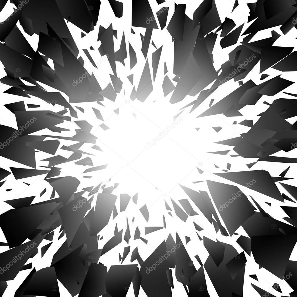 Abstract black explosion on a white background. Vector illustration