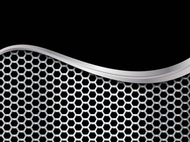 Gümüş ve siyah metalik arka plan. Altıgen yanarak bahislerin doğru geometrik desen. Soyut vektör çizim.