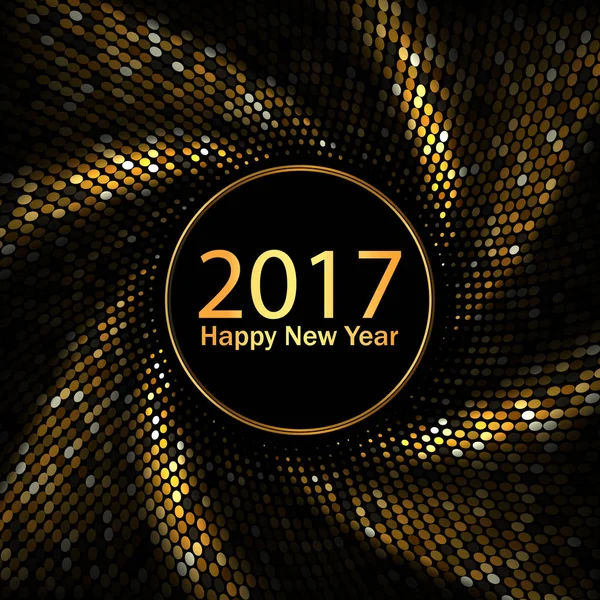 Happy New Year 2017. Swirl effect. Gold vector background — Stock Vector